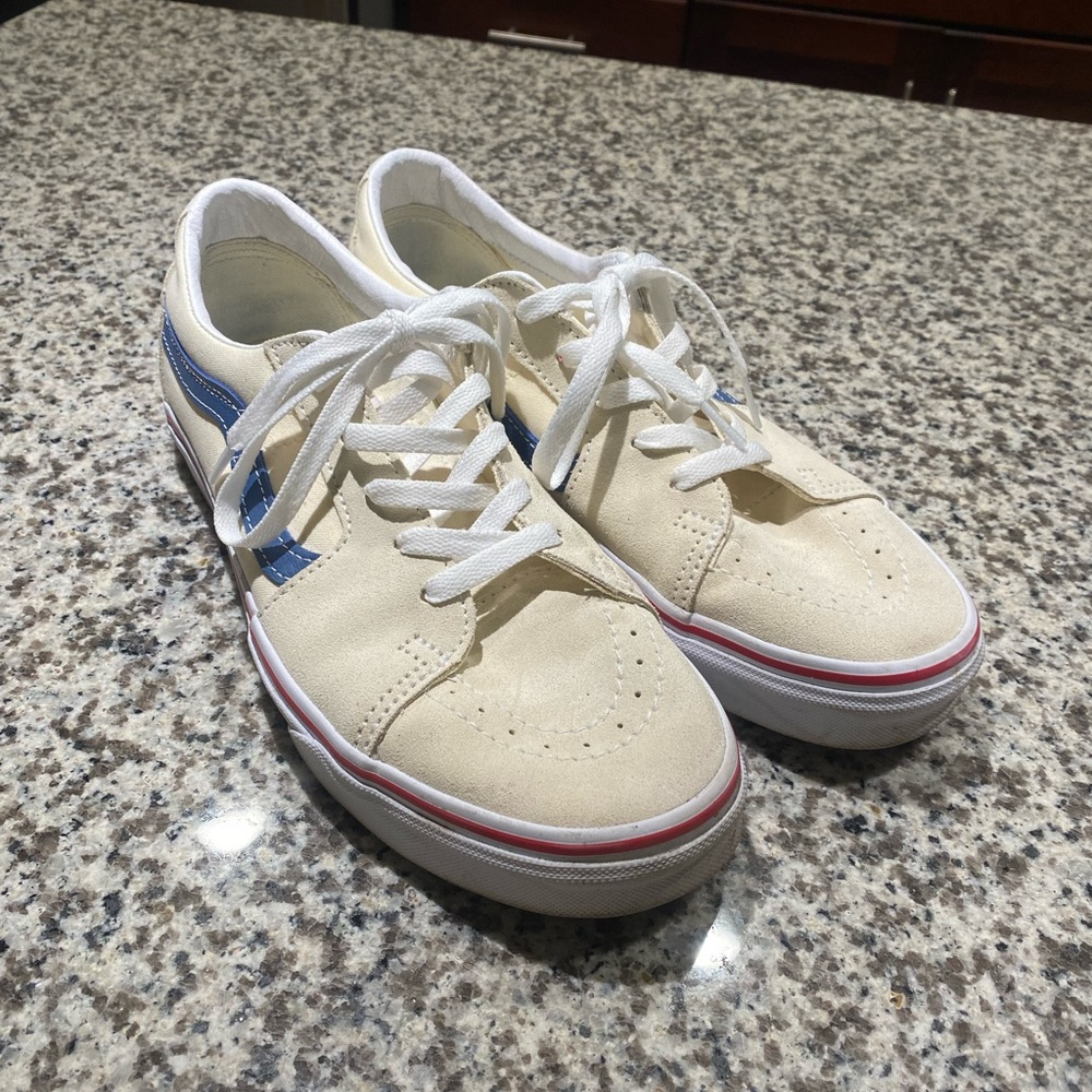 Vans. Old Skool. Cream / Red / Blue. Size: 9.5